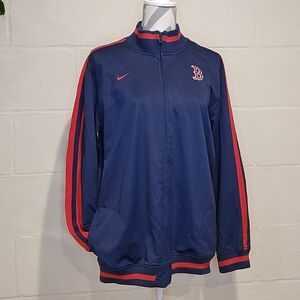Nike Boston Red Sox Track Jacket Youth Sz XL Navy Red MLB Logo Full Zip Pockets.